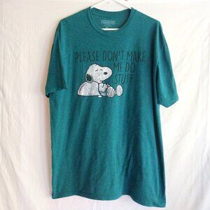 Peanuts Teal Snoopy Graphic Tee T-Shirt XL Retro Pop Culture Casual Streetwear